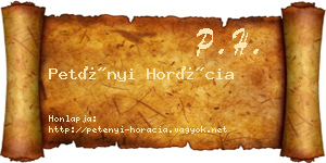Petényi Horácia névjegykártya